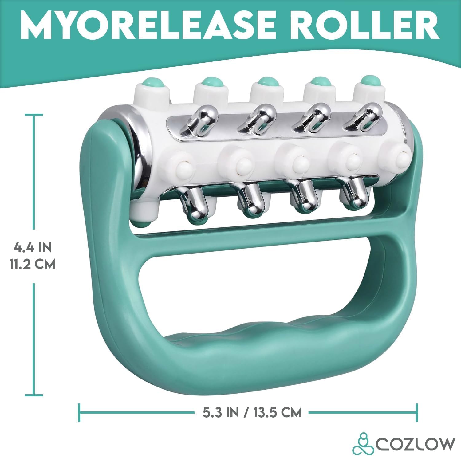 Cozlow MyoRelease Lymphatic Drainage Massager - Green Handheld Fascia Release Scar Tissue Roller for Body, Cellulite - Damaged Box