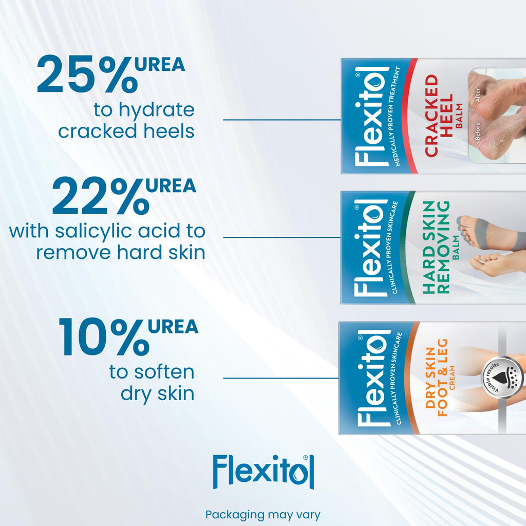 Flexitol Hard Skin Removing Balm - 22% Urea, Salicylic Acid, Glycolic Acid - Exfoliates & Softens Feet - 56g Tube - Damaged Box