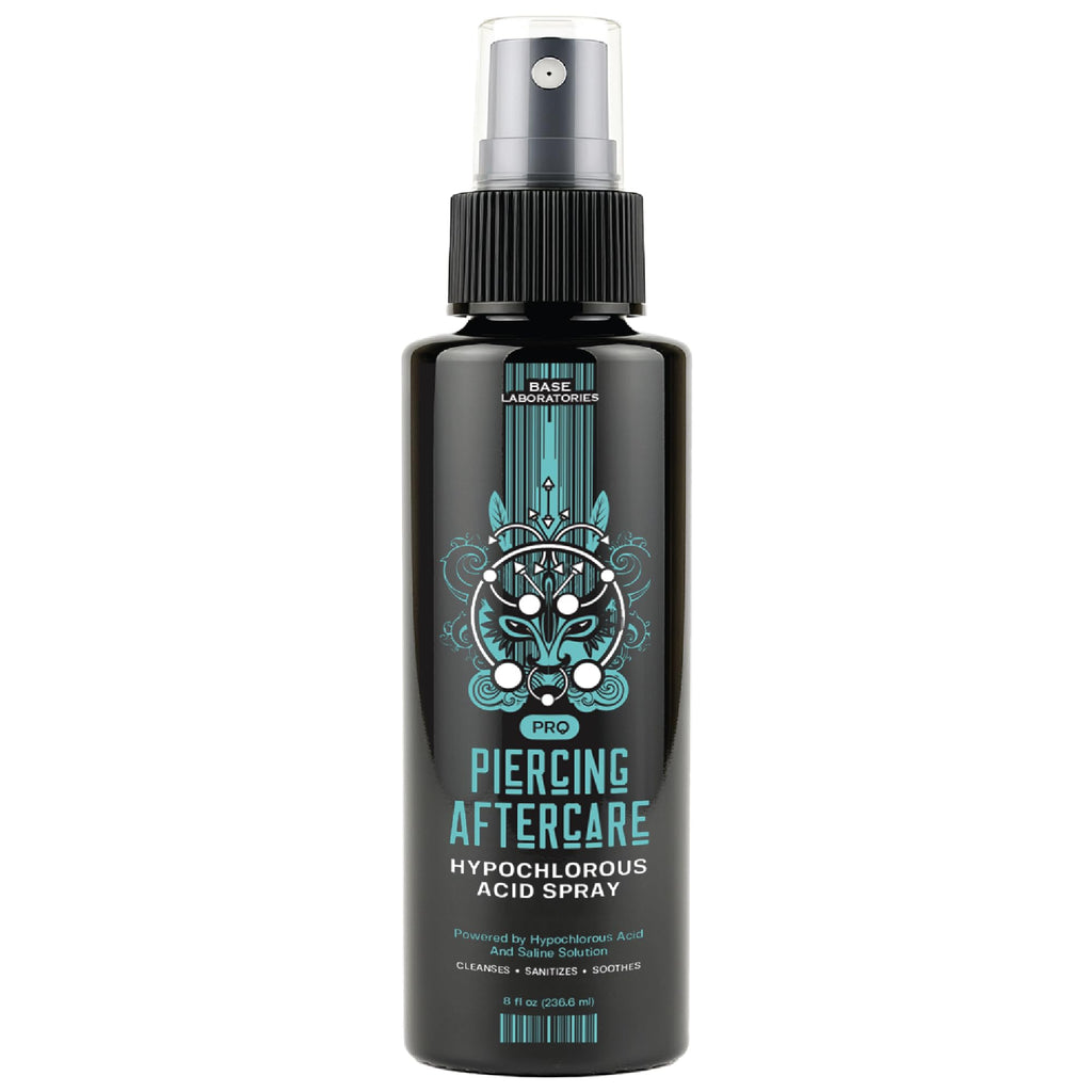 BASE LABORATORIES Piercing Aftercare Hypochlorous Acid Spray PRO 8oz - Cleaning Solution for Bumps, Keloids, Wounds - Nose, Ears, Belly - Damaged Box