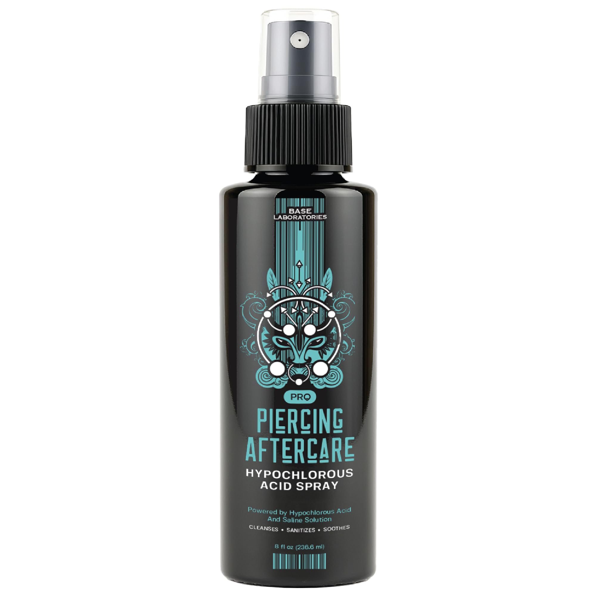 BASE LABORATORIES Piercing Aftercare Hypochlorous Acid Spray PRO 8oz - Cleaning Solution for Bumps, Keloids, Wounds - Nose, Ears, Belly - Damaged Box
