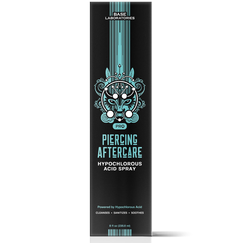 BASE LABORATORIES Piercing Aftercare Hypochlorous Acid Spray PRO 8oz - Cleaning Solution for Bumps, Keloids, Wounds - Nose, Ears, Belly - Damaged Box