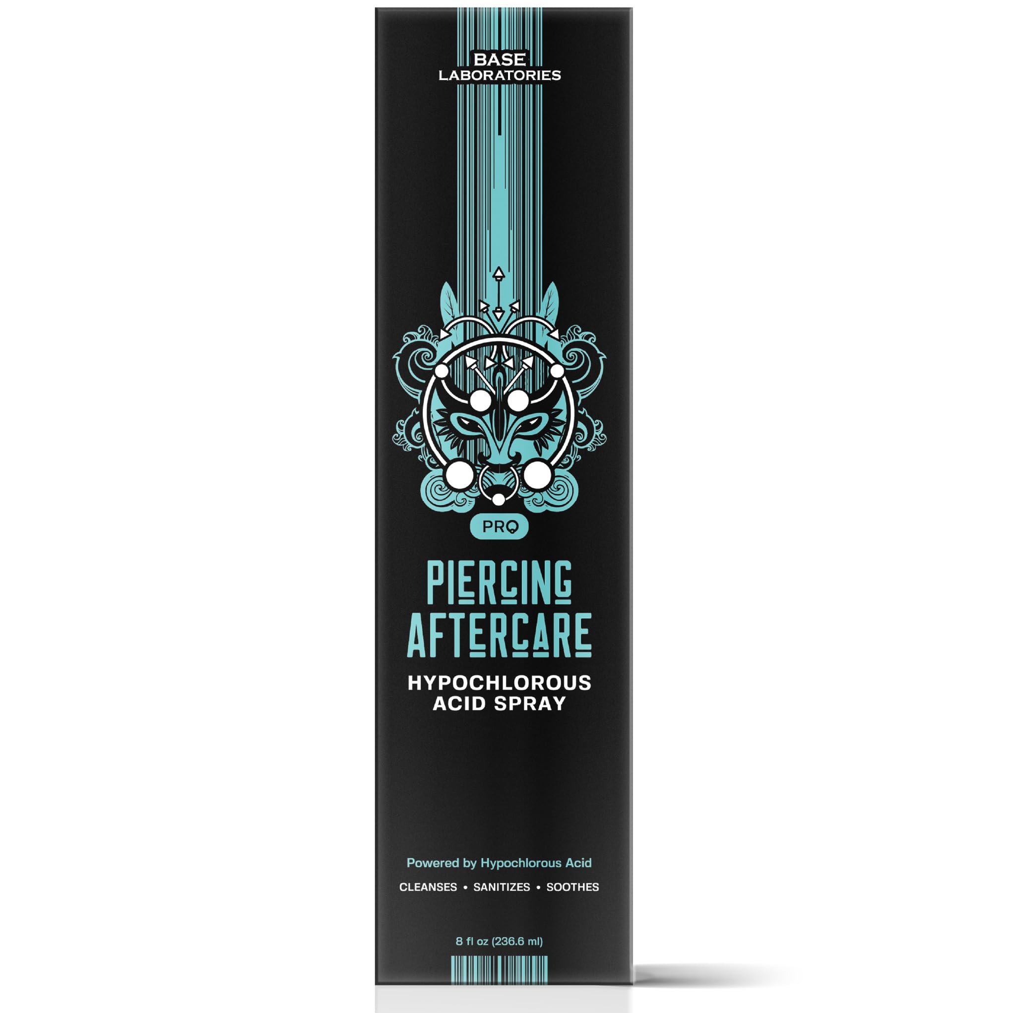 BASE LABORATORIES Piercing Aftercare Hypochlorous Acid Spray PRO 8oz - Cleaning Solution for Bumps, Keloids, Wounds - Nose, Ears, Belly - Damaged Box