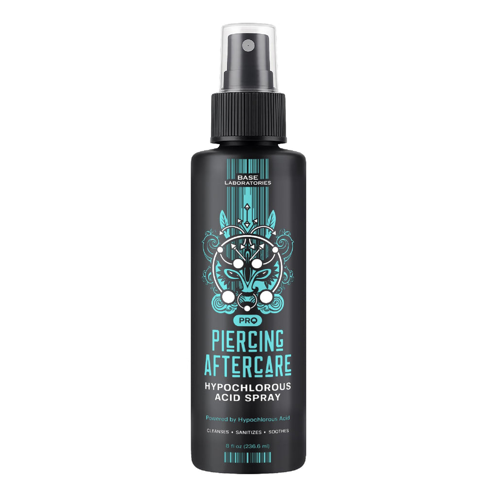 BASE LABORATORIES Piercing Aftercare Hypochlorous Acid Spray PRO 8oz - Cleaning Solution for Bumps, Keloids, Wounds - Nose, Ears, Belly - Damaged Box