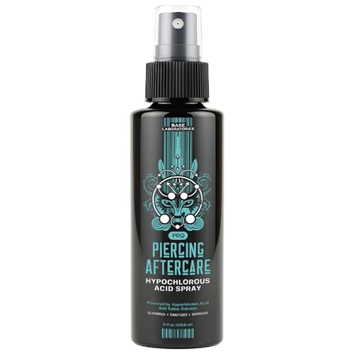 BASE LABORATORIES Piercing Aftercare Hypochlorous Acid Spray PRO 8oz - Cleaning Solution for Bumps, Keloids, Wounds - Nose, Ears, Belly - Damaged Box