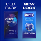 Durex Originals Extra Safe Condoms - Regular Fit - 40 Pack - Easy-On Shape - Silicone Lubricant for Comfort & Protection - Damaged Box - BBE 06/2028