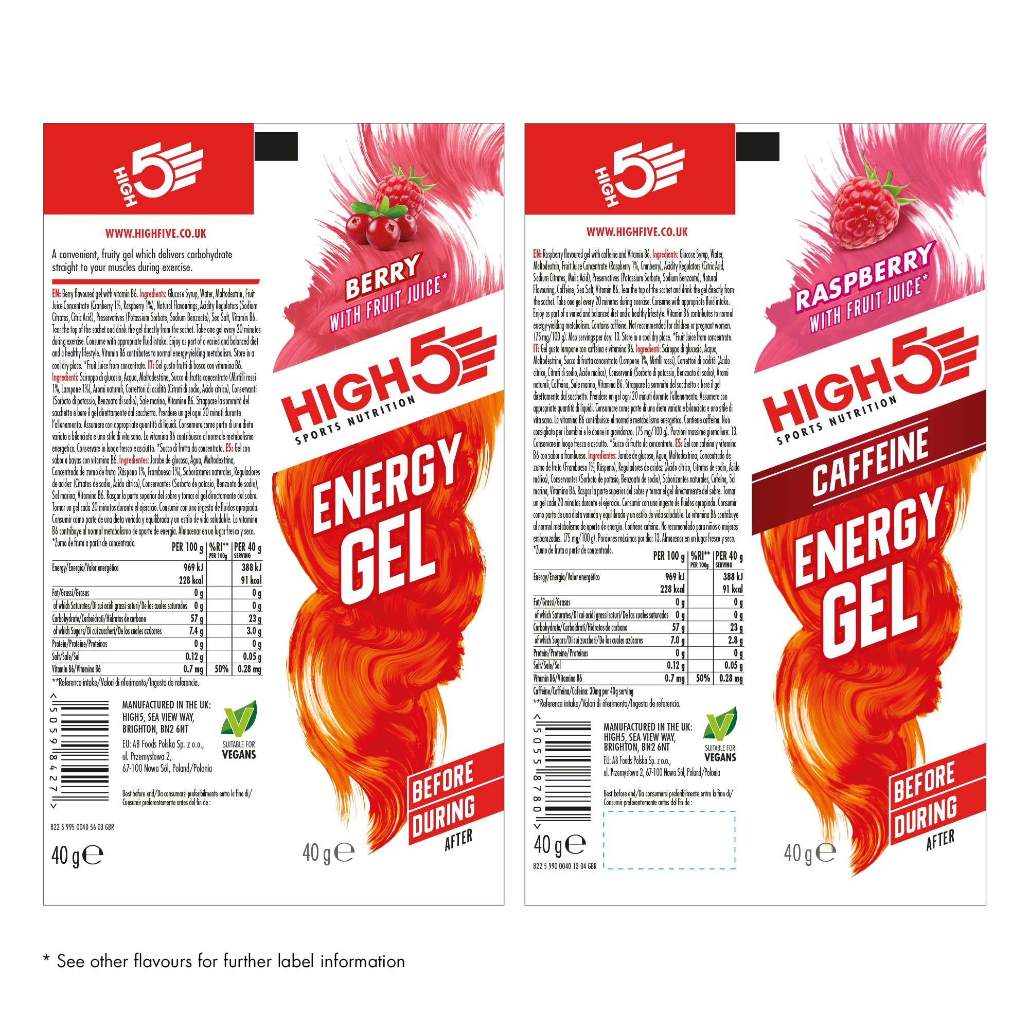 HIGH5 Sport Gel Running Pack - Energy Sachets - Mixed Flavours, 20x40g - Quick Fuel for Cycling, Running, Training - Damaged Box - BBE 01/2027