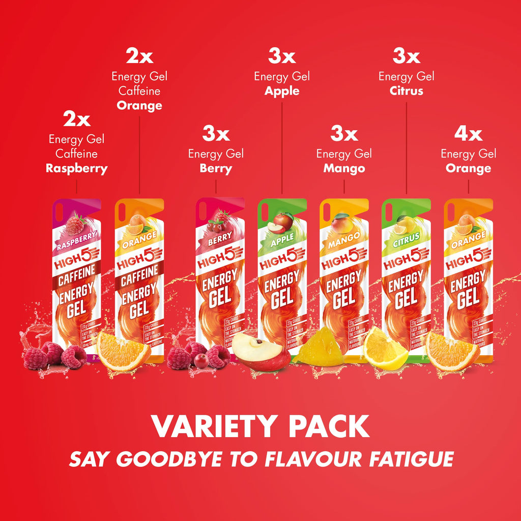 HIGH5 Sport Gel Running Pack - Energy Sachets - Mixed Flavours, 20x40g - Quick Fuel for Cycling, Running, Training - Damaged Box - BBE 01/2027