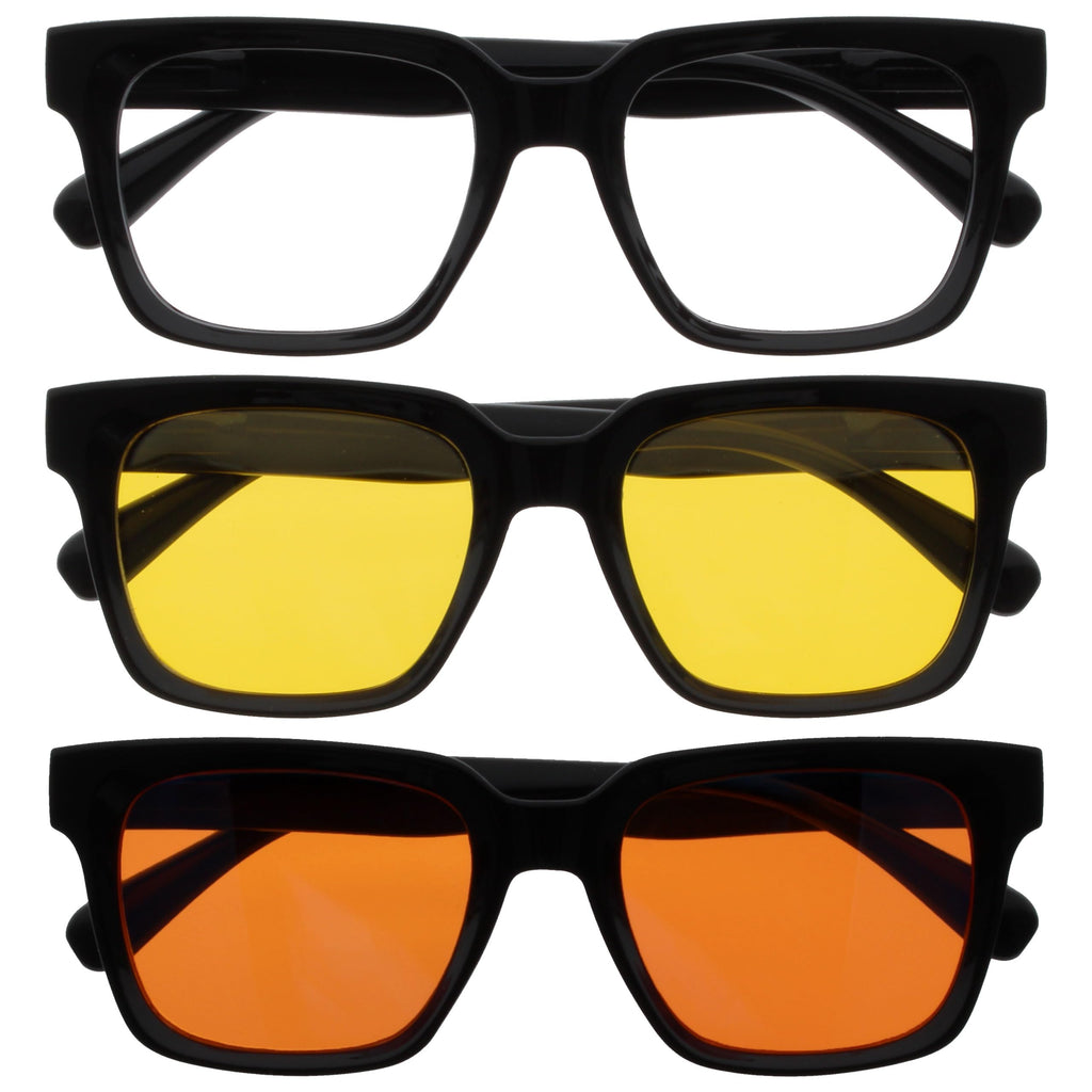 OPULIZE ERA Blue Light Blocking Glasses 3 Pack - UV400 Anti-Glare Clear Yellow Orange Lenses - Oversized Frame for Men Women - Damaged Box