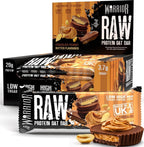Warrior RAW Protein Bars 12 x 75g - 20g High Protein Low Sugar Fibre Oat Flapjack - Chocolate Peanut Snack Meal Replacement - Damaged Box - BBE 05/2027