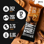 Warrior RAW Protein Bars 12 x 75g - 20g High Protein Low Sugar Fibre Oat Flapjack - Chocolate Peanut Snack Meal Replacement - Damaged Box - BBE 05/2027