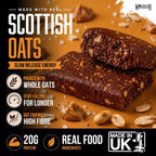 Warrior RAW Protein Bars 12 x 75g - 20g High Protein Low Sugar Fibre Oat Flapjack - Chocolate Peanut Snack Meal Replacement - Damaged Box - BBE 05/2027