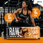 Warrior RAW Protein Bars 12 x 75g - 20g High Protein Low Sugar Fibre Oat Flapjack - Chocolate Peanut Snack Meal Replacement - Damaged Box - BBE 05/2027