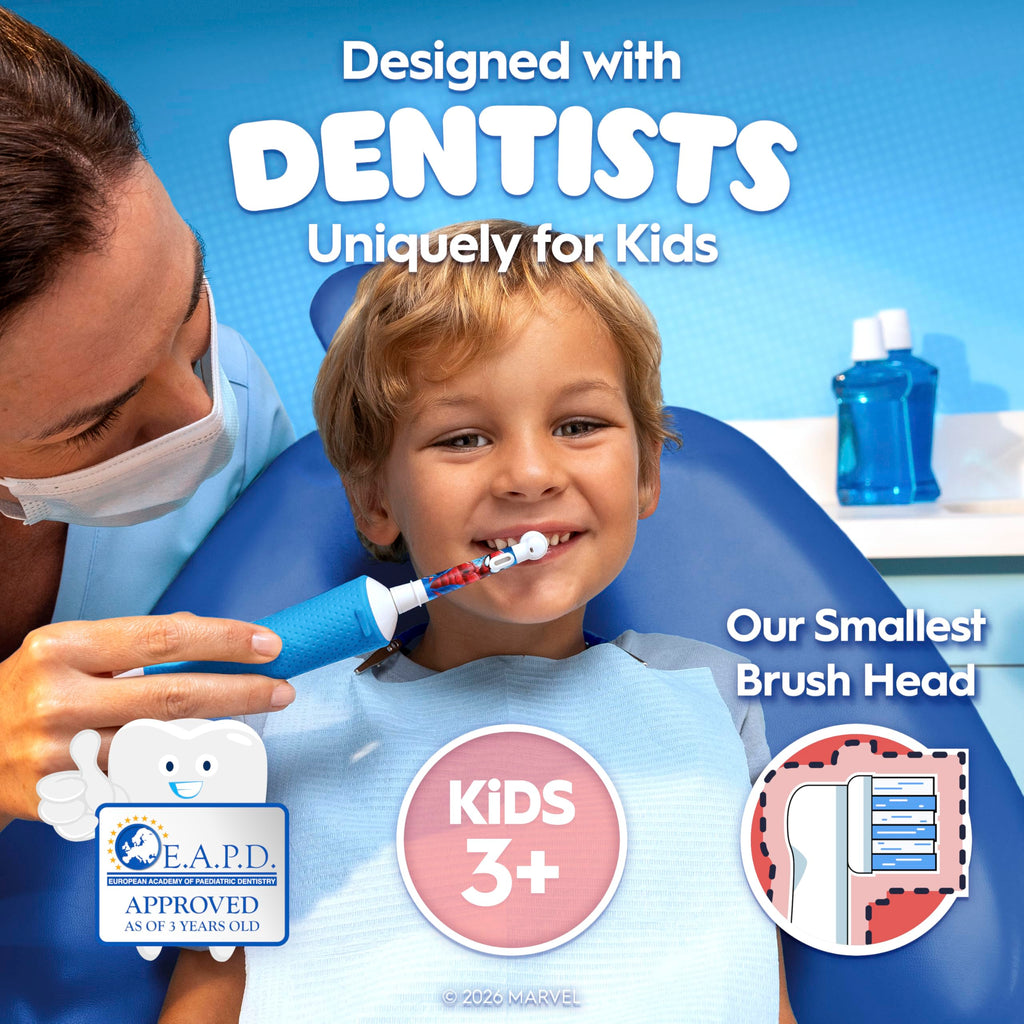 Oral-B Pro Kids Electric Toothbrush Head Spiderman Extra Soft Bristles Ages 3+ White 4 Pack Replacement Brush Heads - Damaged Box
