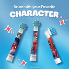 Oral-B Pro Kids Electric Toothbrush Head Spiderman Extra Soft Bristles Ages 3+ White 4 Pack Replacement Brush Heads - Damaged Box