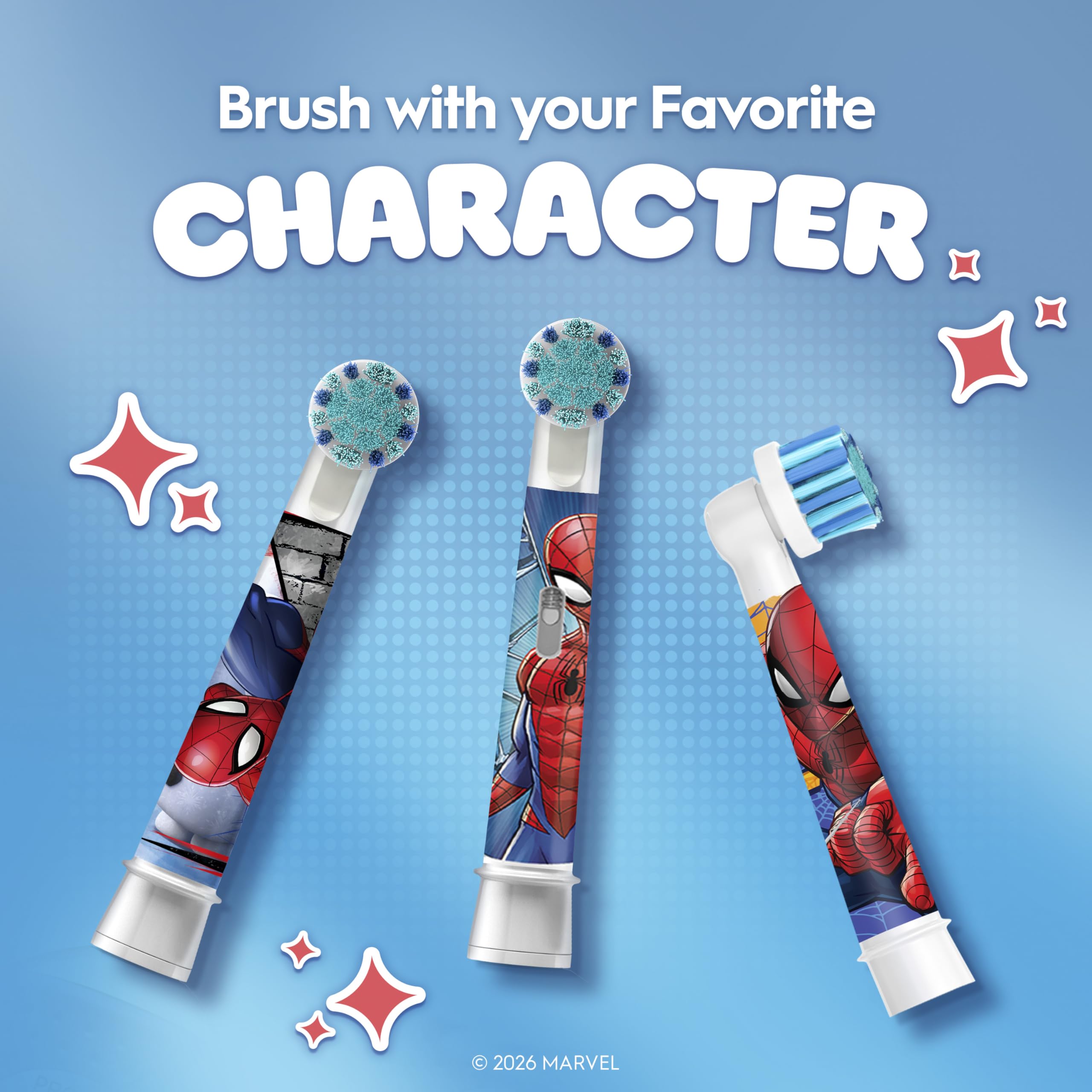 Oral-B Pro Kids Electric Toothbrush Head Spiderman Extra Soft Bristles Ages 3+ White 4 Pack Replacement Brush Heads - Damaged Box