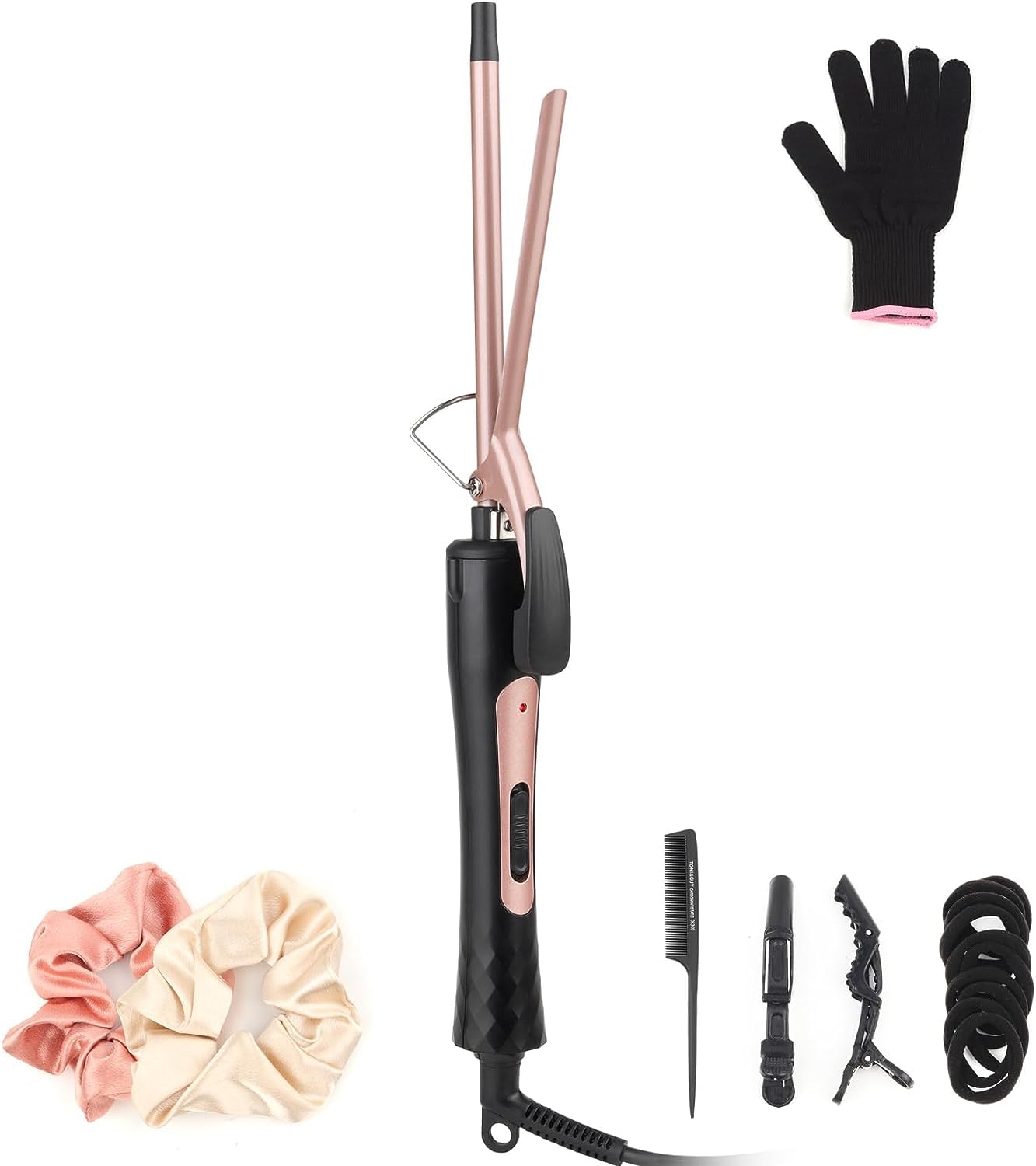 9MM Thin Curling Wand - Tourmaline Ceramic Barrel Iron for Tight Curls - Hair Curler Tongs for All Hair Types - Very Good