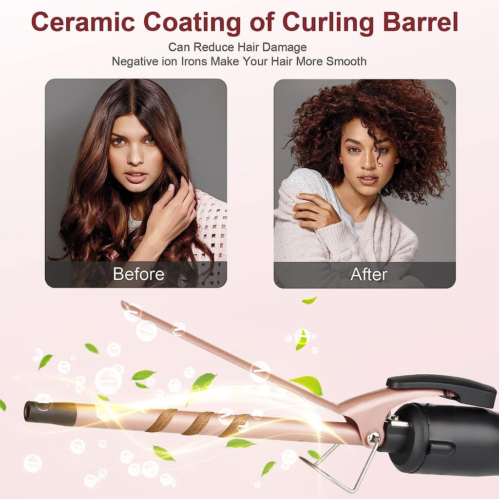 9MM Thin Curling Wand - Tourmaline Ceramic Barrel Iron for Tight Curls - Hair Curler Tongs for All Hair Types - Very Good