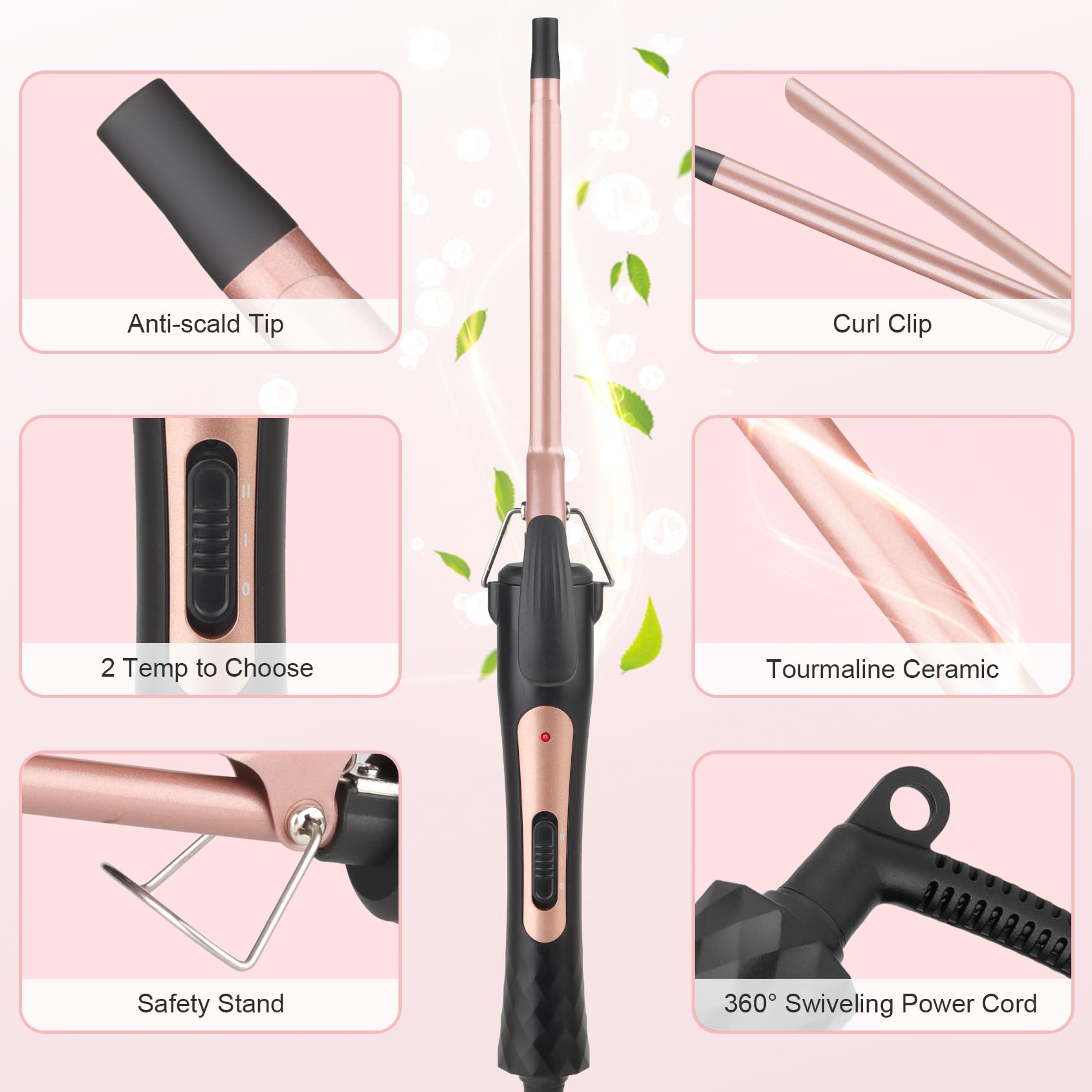 9MM Thin Curling Wand - Tourmaline Ceramic Barrel Iron for Tight Curls - Hair Curler Tongs for All Hair Types - Very Good