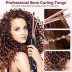 9MM Thin Curling Wand - Tourmaline Ceramic Barrel Iron for Tight Curls - Hair Curler Tongs for All Hair Types - Very Good