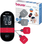 Beurer EM59 Digital TENS EMS Device with Heat - 4-in-1 Pain Relief Muscle Stimulation Massager - 4 Electrodes, 70 Programs - Damaged Box