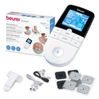 Beurer EM59 Digital TENS EMS Device with Heat - 4-in-1 Pain Relief Muscle Stimulation Massager - 4 Electrodes, 70 Programs - Damaged Box
