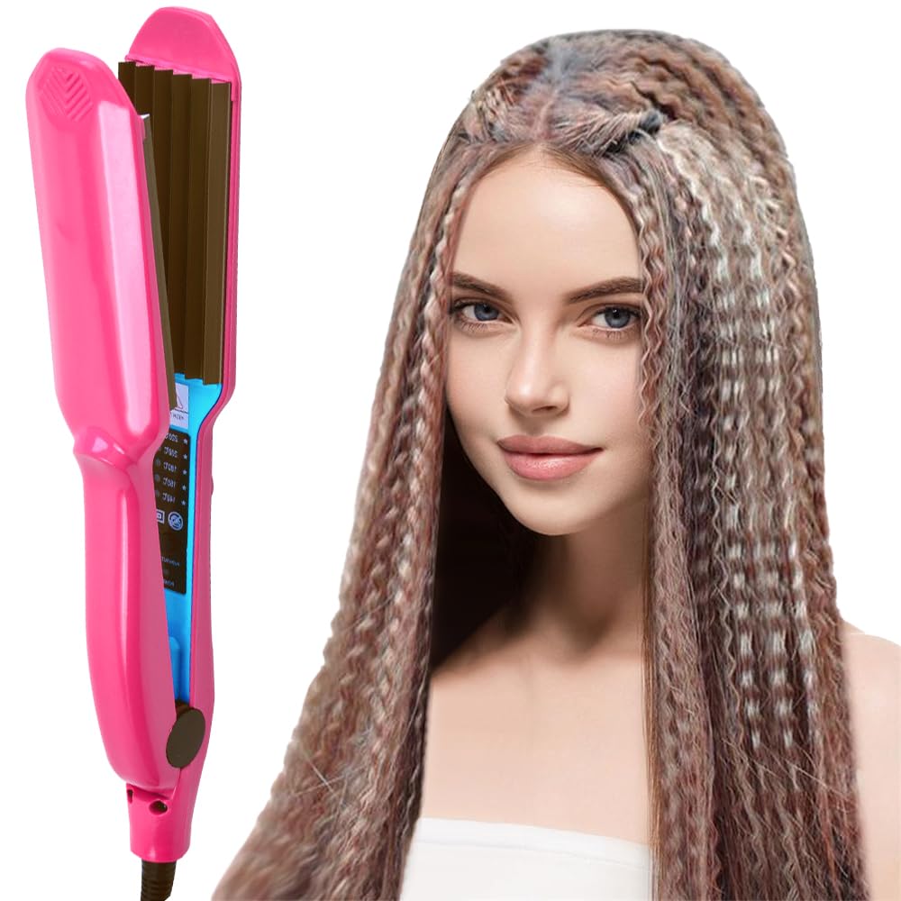 Afenau Hair Crimper for Women - Crimping Iron with 5 Heat Settings, Rapid Heating, Rose - Very Good