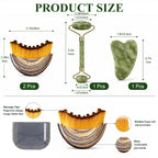 Ptyism Lymphatic Face Brush Set - 4 Pcs Facial Drainage Tool with Gua Sha Jade & Roller for Sculpting & Relief - Damaged Box