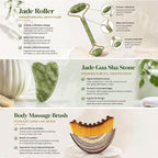Ptyism Lymphatic Face Brush Set - 4 Pcs Facial Drainage Tool with Gua Sha Jade & Roller for Sculpting & Relief - Damaged Box