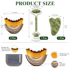 Ptyism Lymphatic Face Brush Set - 4 Pcs Facial Drainage Tool with Gua Sha Jade & Roller for Sculpting & Relief - Damaged Box