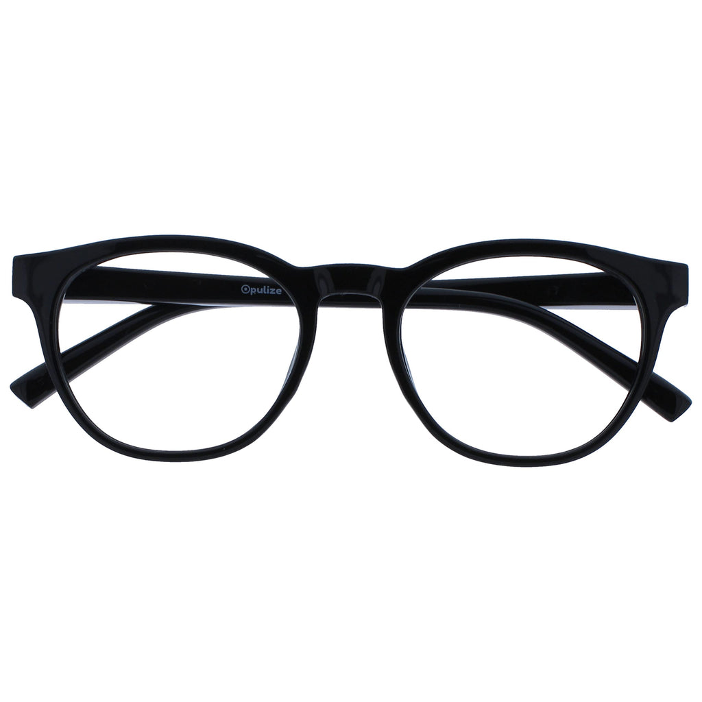 OPULIZE BLU Blue Light Blocking Glasses - Round Frame - Anti-Glare Computer Gaming Eyewear - UV Protection - Black +0.00 - Damaged Box