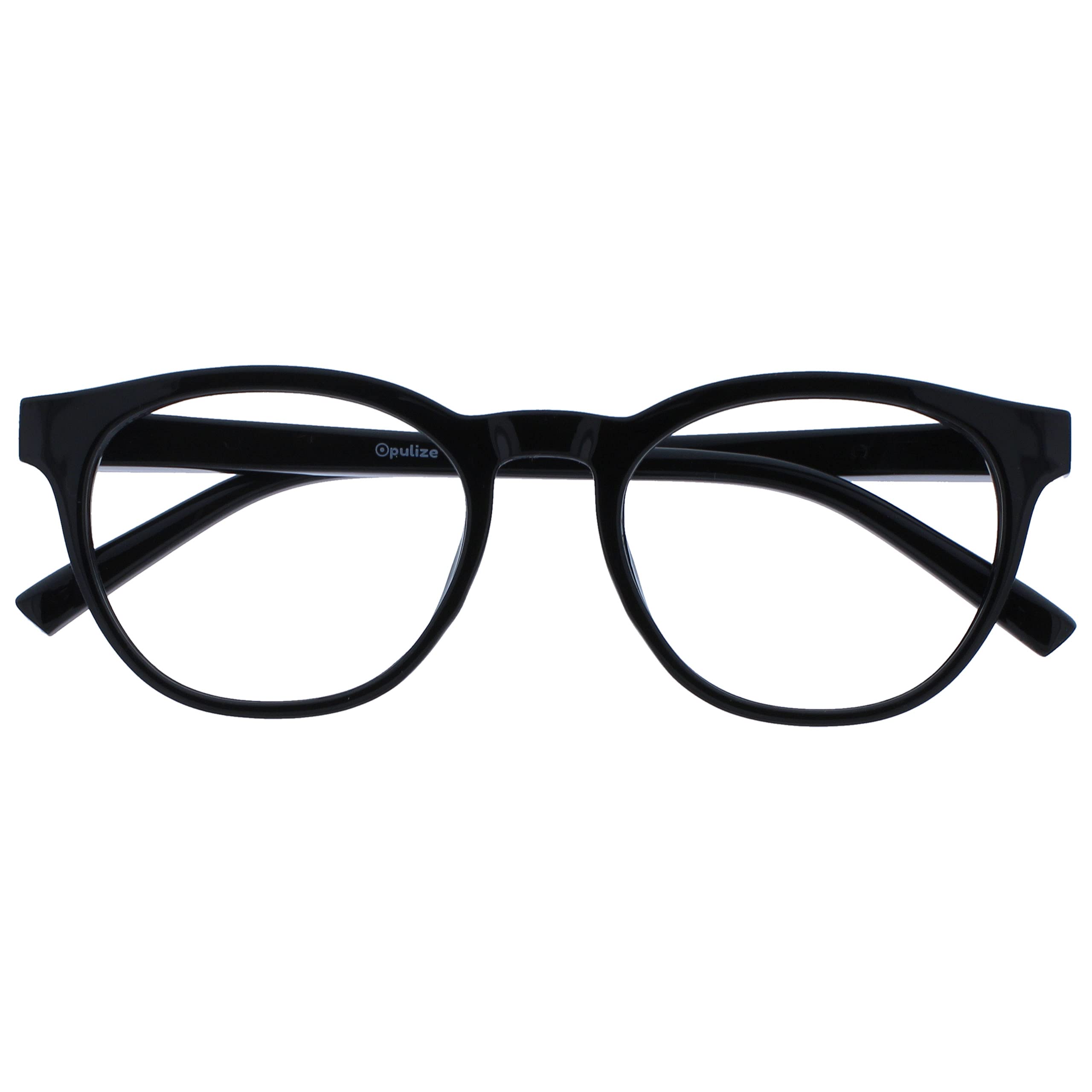 OPULIZE BLU Blue Light Blocking Glasses - Round Frame - Anti-Glare Computer Gaming Eyewear - UV Protection - Black +0.00 - Damaged Box