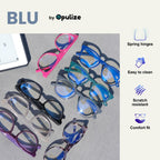 OPULIZE BLU Blue Light Blocking Glasses - Round Frame - Anti-Glare Computer Gaming Eyewear - UV Protection - Black +0.00 - Damaged Box
