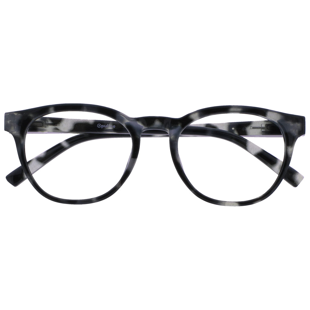 OPULIZE BLU Blue Light Blocking Glasses - Round Frame - Anti-Glare Computer Gaming Eyewear - UV Protection - Black +0.00 - Damaged Box