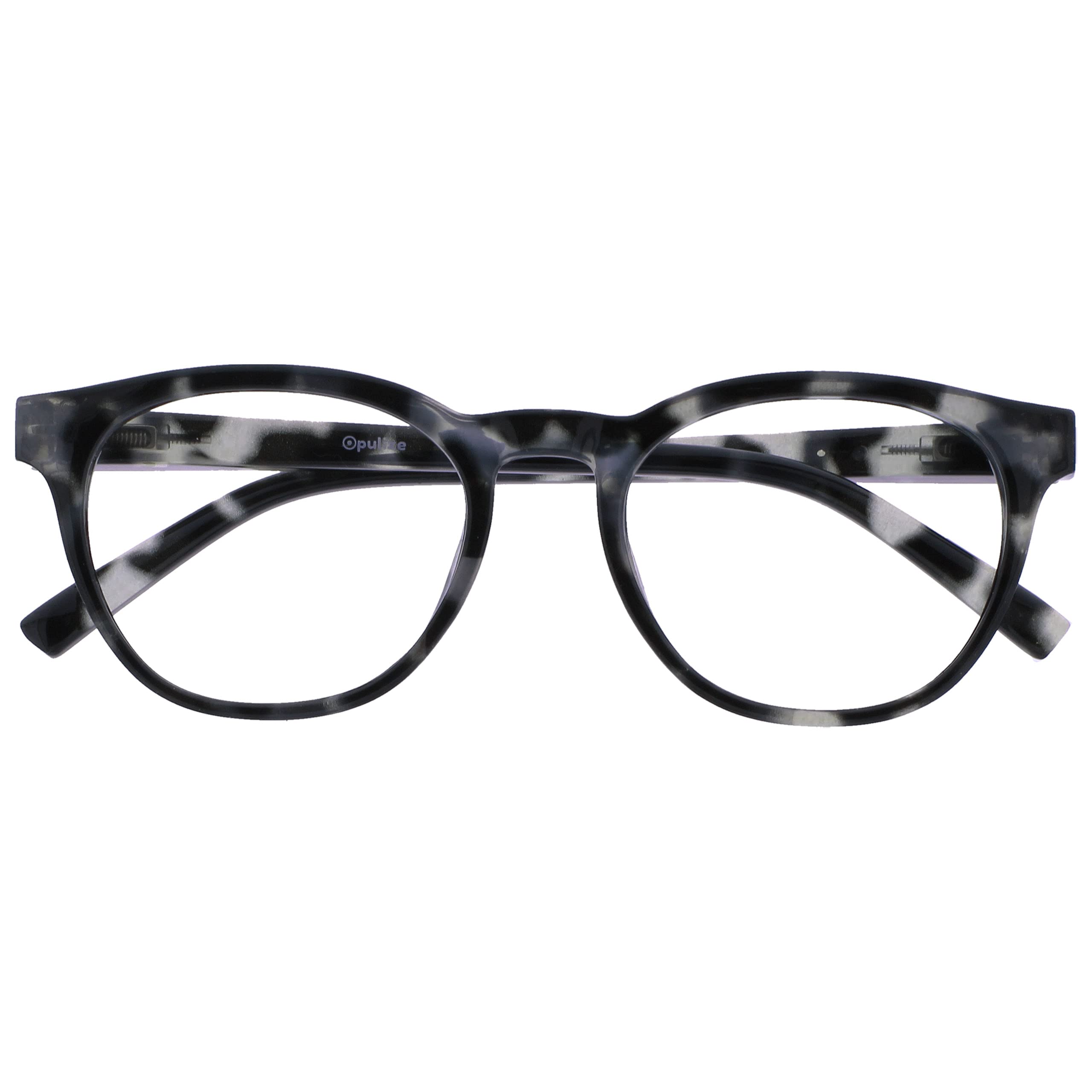 OPULIZE BLU Blue Light Blocking Glasses - Round Frame - Anti-Glare Computer Gaming Eyewear - UV Protection - Black +0.00 - Damaged Box