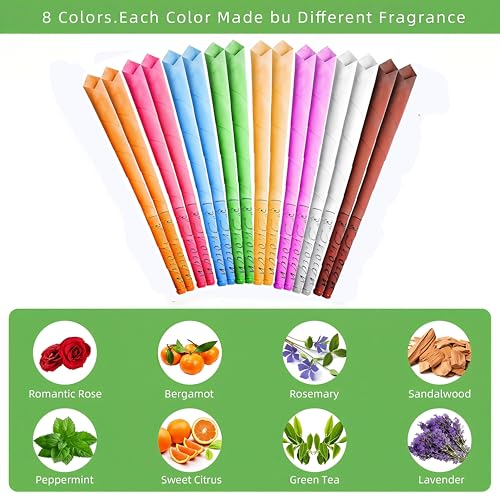 Lindastas Hopi Ear Candles - 16pcs Beeswax Candling Cones - 8 Colours - Ear Wax Removal Kit with Disks & Swabs - Damaged Box