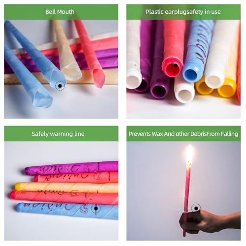 Lindastas Hopi Ear Candles - 16pcs Beeswax Candling Cones - 8 Colours - Ear Wax Removal Kit with Disks & Swabs - Damaged Box