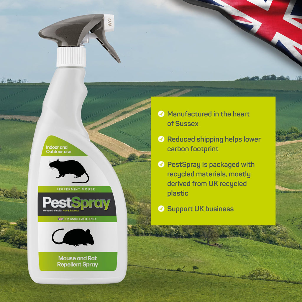 Peppermint Oil Rodent Repellent Spray for Mice Rats - Humane Indoor Outdoor Pest Control Solution - 750ml - Very Good