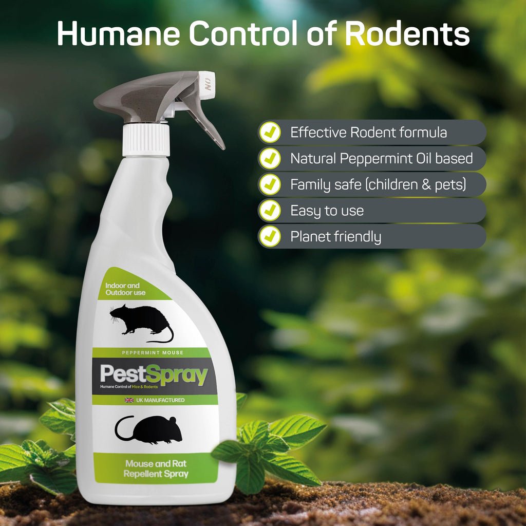 Peppermint Oil Rodent Repellent Spray for Mice Rats - Humane Indoor Outdoor Pest Control Solution - 750ml - Very Good