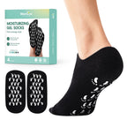 Welnove Moisturizing Silicone Socks - 2 Pairs Aloe-Infused Gel Foot Care for Dry Cracked Feet - Black Cotton Socks - Damaged Box