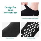 Welnove Moisturizing Silicone Socks - 2 Pairs Aloe-Infused Gel Foot Care for Dry Cracked Feet - Black Cotton Socks - Damaged Box