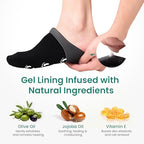 Welnove Moisturizing Silicone Socks - 2 Pairs Aloe-Infused Gel Foot Care for Dry Cracked Feet - Black Cotton Socks - Damaged Box