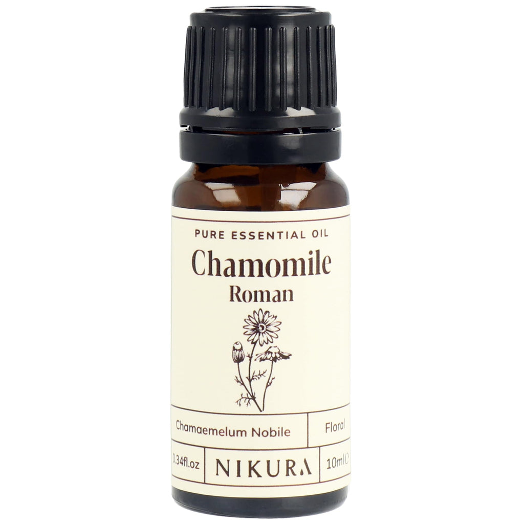 Nikura Roman Chamomile Essential Oil 10ml - Aromatherapy Diffuser Sleep Stress Relief Vegan UK Made - Damaged Box - BBE 03/2028