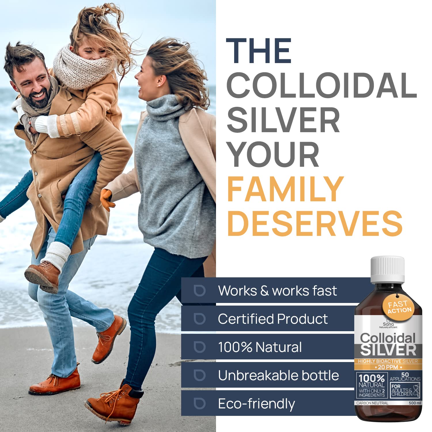 Colloidal Silver 20 PPM 1000ml Hydrosol Water for Humans & Dogs - Bio Active, 100% Natural, Carbon Neutral - New - BBE 01/2028