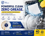 Smart Cleaning Lab Dishwasher Sheets - 40 Count - Enzyme Powered Detergent - Deep Grease Removal - Fresh Lemon - Plastic-Free - Damaged Box - BBE 01/2028