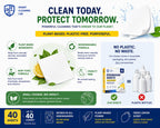 Smart Cleaning Lab Dishwasher Sheets - 40 Count - Enzyme Powered Detergent - Deep Grease Removal - Fresh Lemon - Plastic-Free - Damaged Box - BBE 01/2028