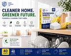 Smart Cleaning Lab Dishwasher Sheets - 40 Count - Enzyme Powered Detergent - Deep Grease Removal - Fresh Lemon - Plastic-Free - Damaged Box - BBE 01/2028