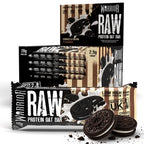 Warrior RAW Protein Flapjack - Cookies & Cream - 24 x 75g High Protein Low Sugar Oat Bars - 20g Protein Snacks Multipack - Damaged Box - BBE 06/2027
