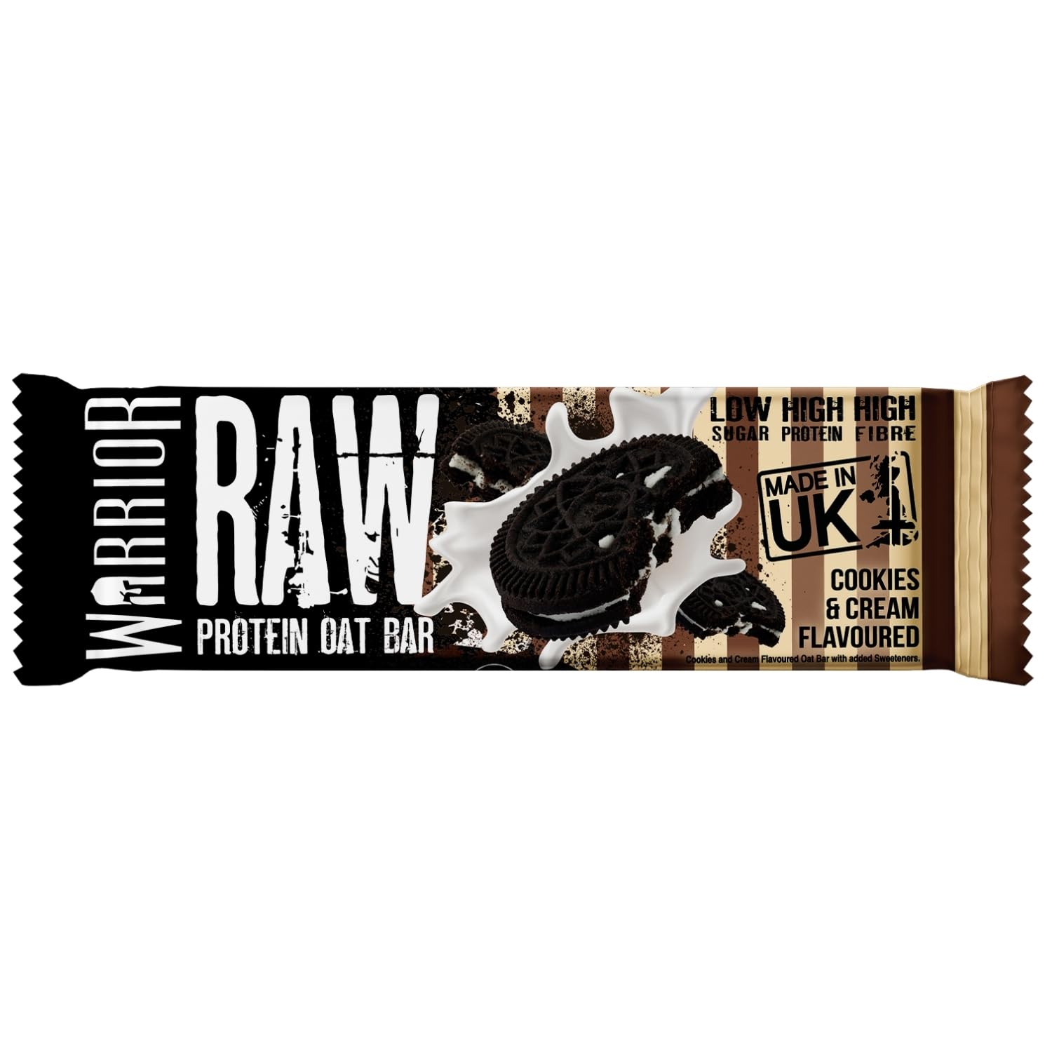 Warrior RAW Protein Flapjack - Cookies & Cream - 24 x 75g High Protein Low Sugar Oat Bars - 20g Protein Snacks Multipack - Damaged Box - BBE 06/2027