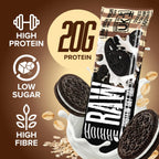 Warrior RAW Protein Flapjack - Cookies & Cream - 24 x 75g High Protein Low Sugar Oat Bars - 20g Protein Snacks Multipack - Damaged Box - BBE 06/2027