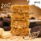 Warrior RAW Protein Flapjack - Cookies & Cream - 24 x 75g High Protein Low Sugar Oat Bars - 20g Protein Snacks Multipack - Damaged Box - BBE 06/2027